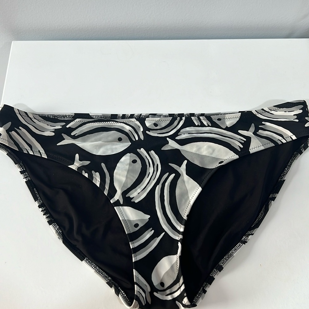 Black fish print bikini bottom
